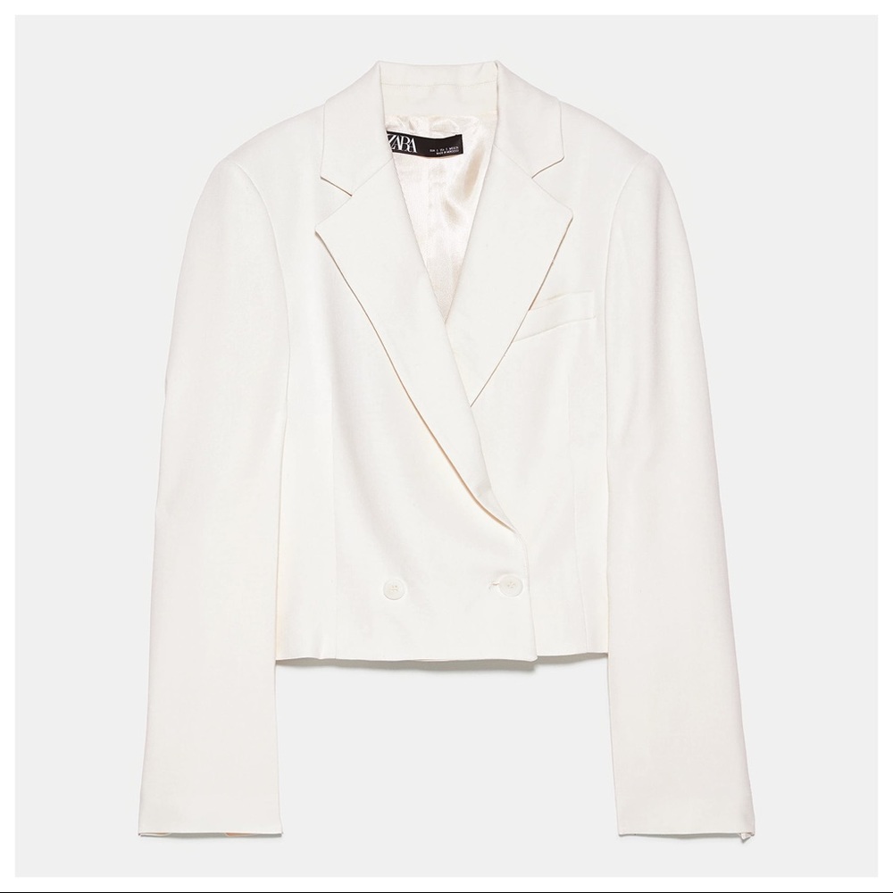 NWT. Zara Ivory Lapel Collar Blazer. Size XS, S. - Picture 5 of 8